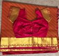 Kanchipuram silk saree+stitched blouse(39 chest )1 1/2 inch margin 